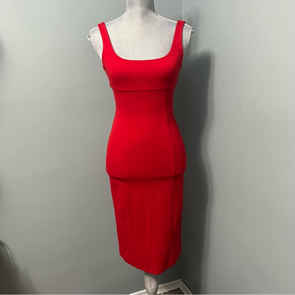 DIANE VON FURSTENBERG red bodycon cocktail dress size 0 wedding guest Christmas